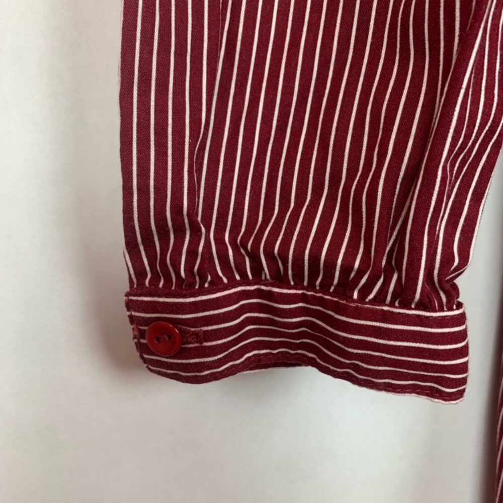 Vintage Lanz Dress Burgundy Stripe Midi Medium - Picture 8 of 15